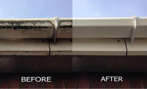 Before & after gutter cleaning in Milton Keynes