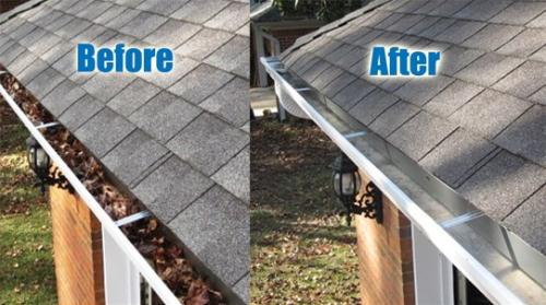 Before & after gutter cleaning in Milton Keynes